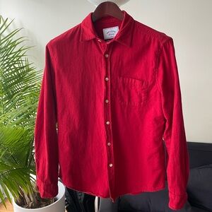 Portuguese Flannel Red Button-Up Shirt Medium 100% Cotton